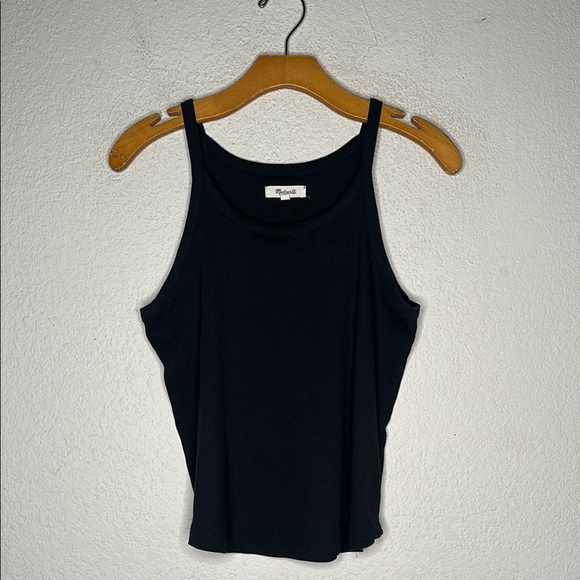 NWOT Madewell Ribbed Rounded Hem Cropped Tank Top Black Size XL - Picture 3 of 5